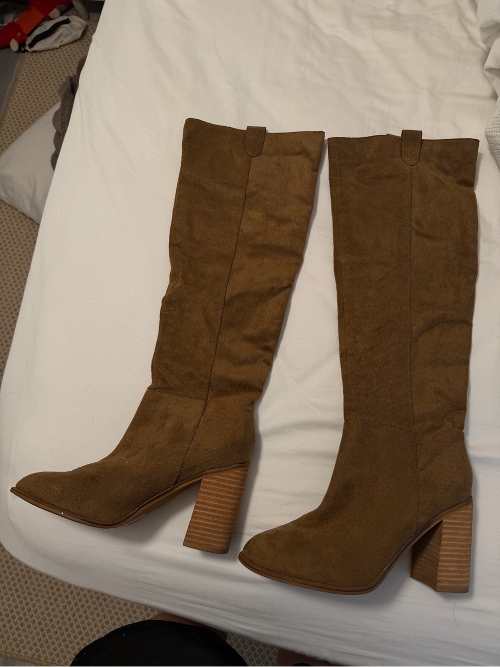 Oasis Society Women's Tall Suede Block Heel Boots - Tan - Picture 3 of 11